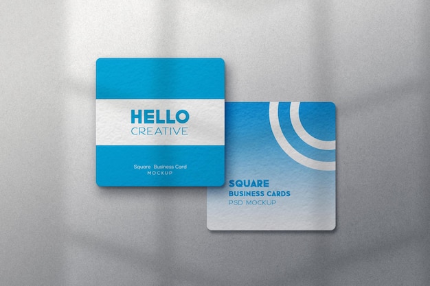 Square Business Card Mockup With Cyan Color