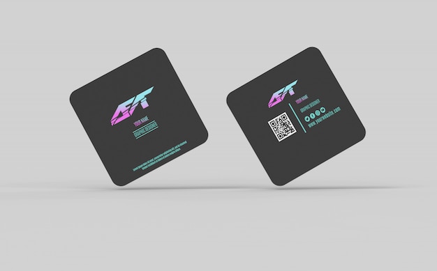 Square business card mockup