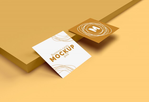 Square business card mockup