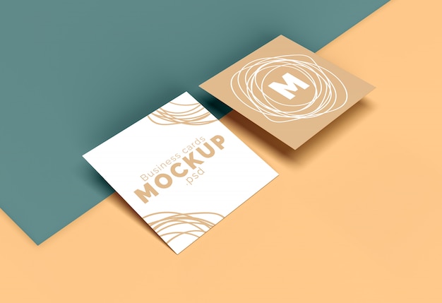 Square business card mockup