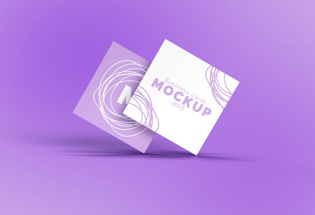 Square business card mockup