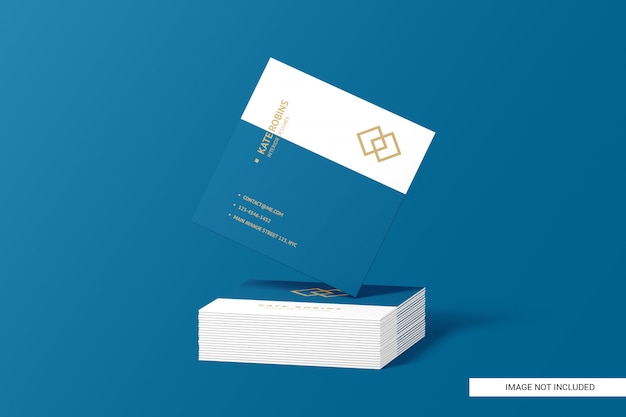 Square business card mockup