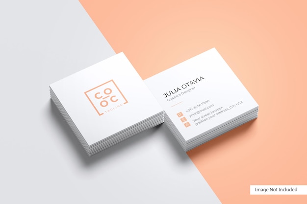 Square business card mockup