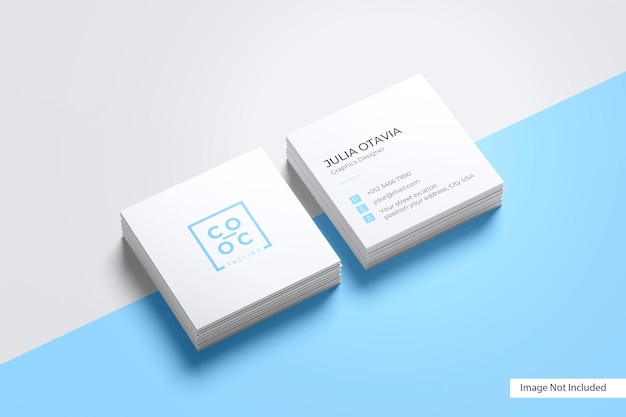 Square business card mockup