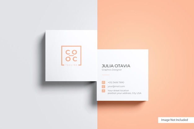 Square business card mockup