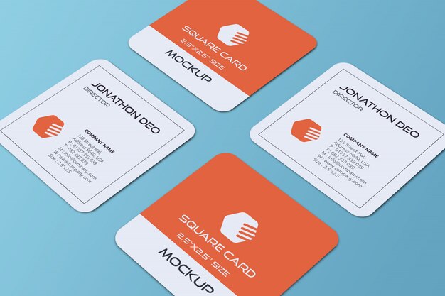 PSD square business card mockup