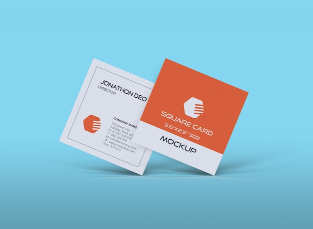 Square business card mockup