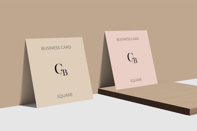 PSD square business card mockup