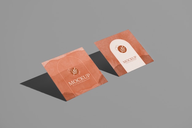 Square business card mockup