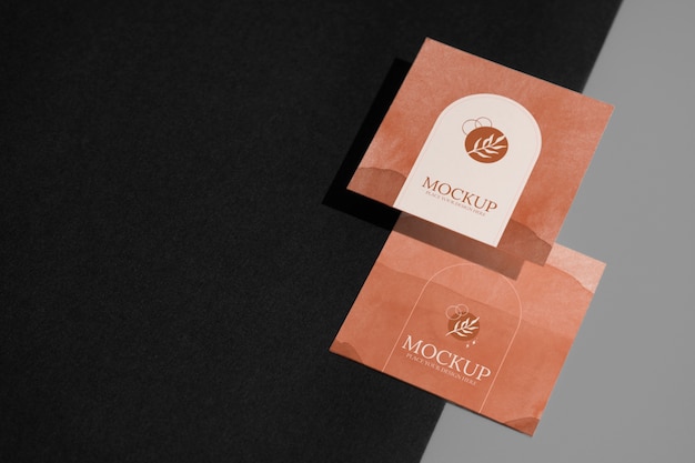 Square business card mockup