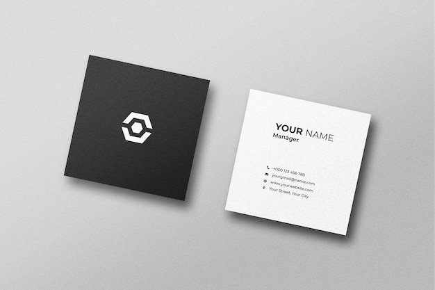 Square business card mockup