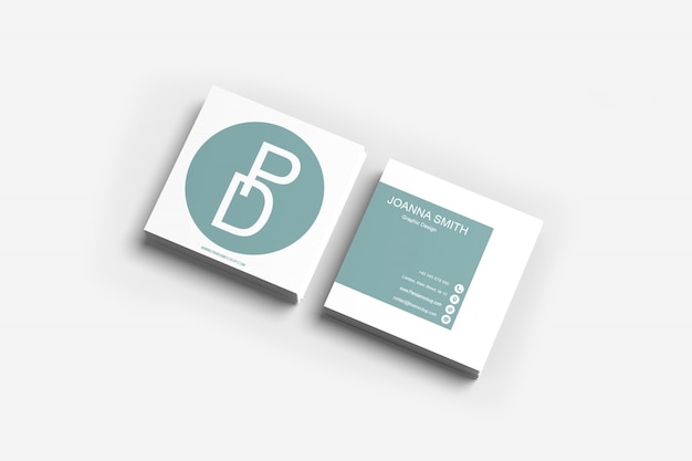 Square business card mockup