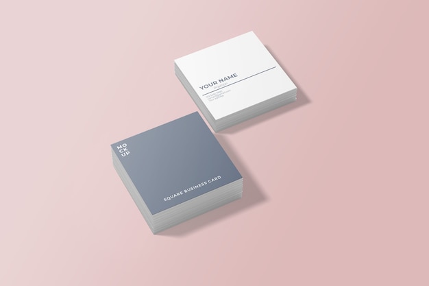 Square business card mockup