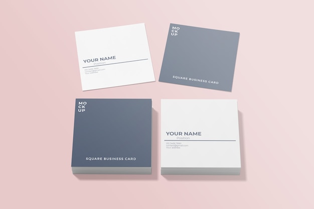 Square business card mockup