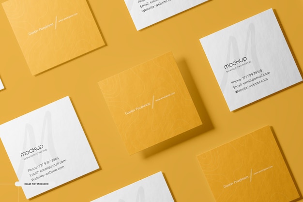 Square business card mockup