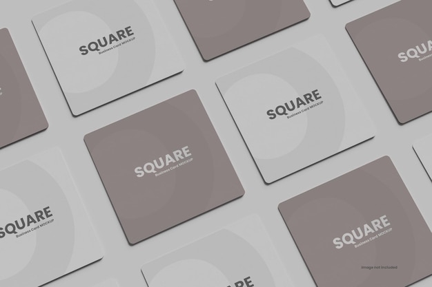 Square business card mockup