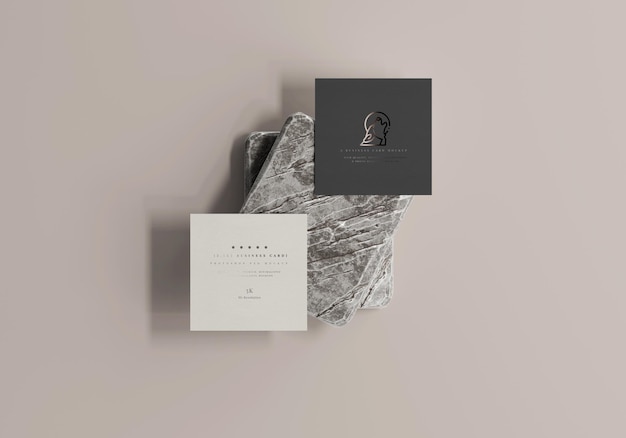 Square business card mockup