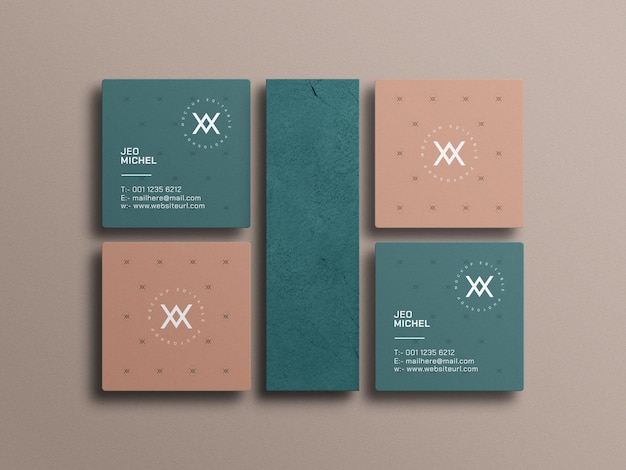 Square business card mockup