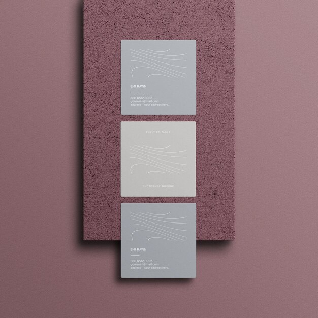 Square business card mockup