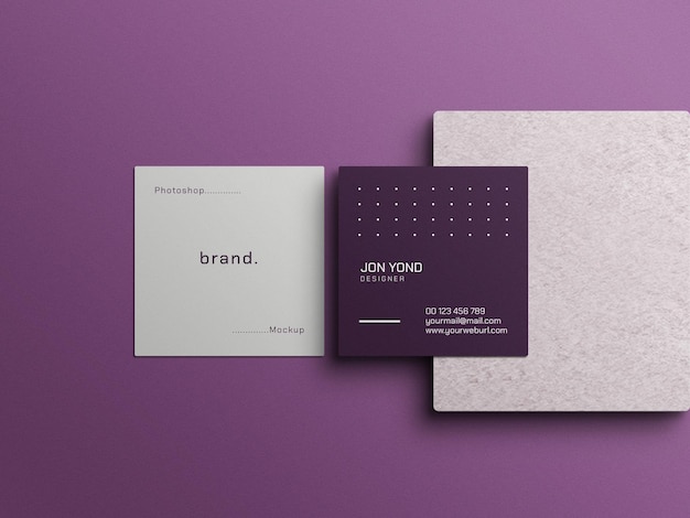 Square business card mockup