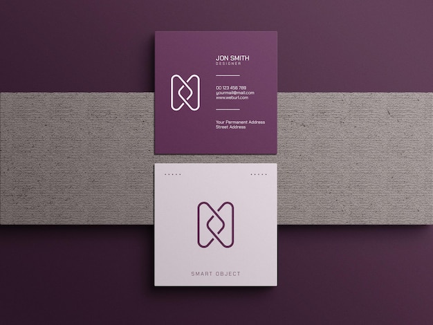 Square business card mockup