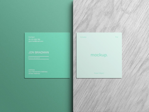 PSD square business card mockup