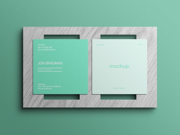 Square business card mockup