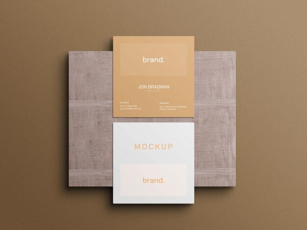 Square business card mockup