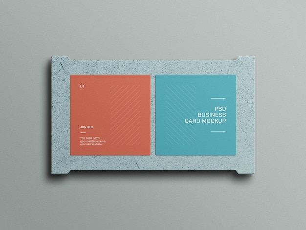 Square business card mockup