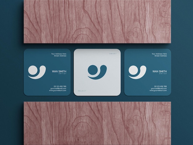 Square business card mockup