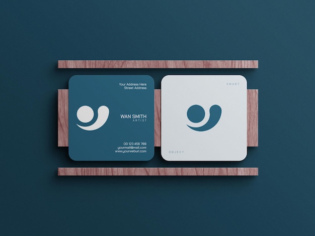 Square business card mockup