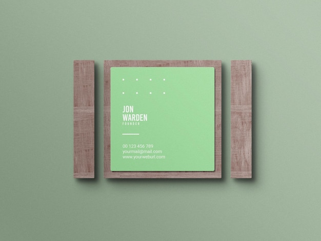 Square business card mockup