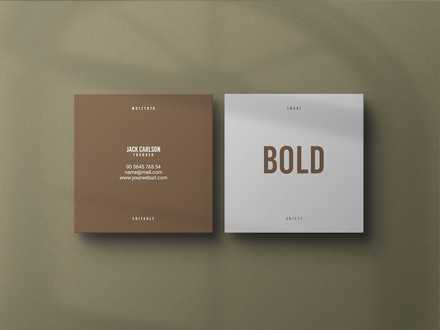 Square business card mockup