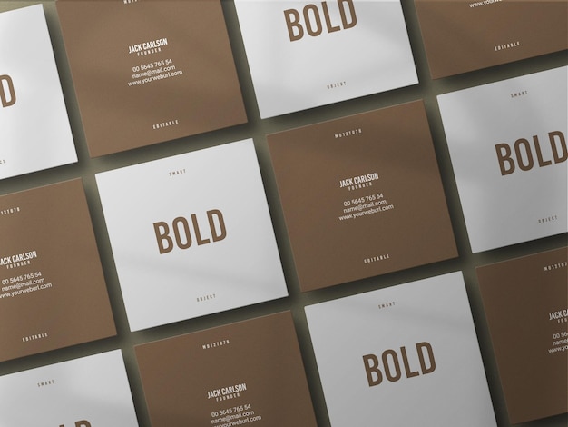 Square business card mockup