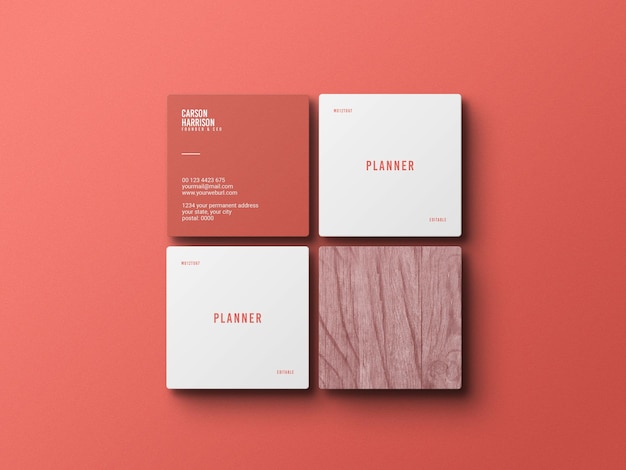 PSD square business card mockup