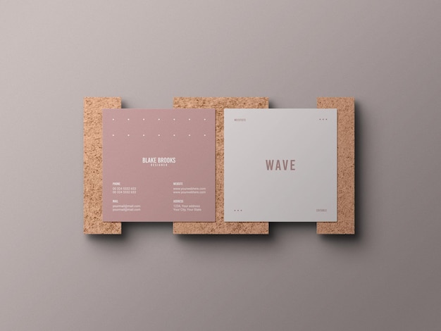 PSD square business card mockup