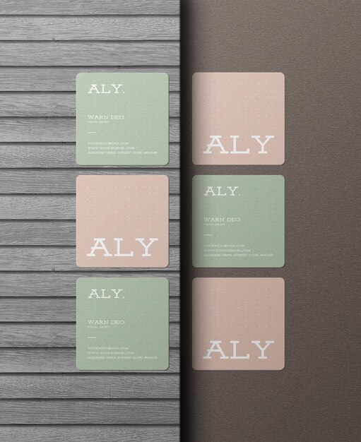 PSD square business card mockup