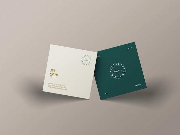 Square business card mockup