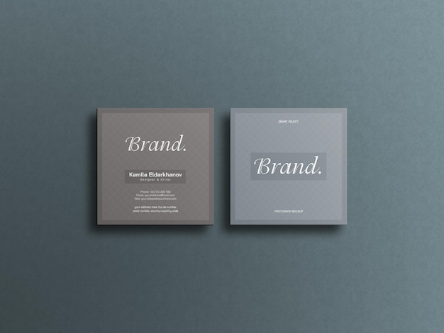 PSD square business card mockup