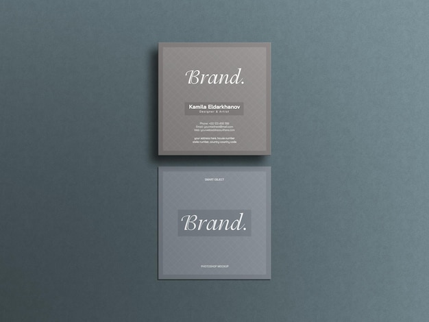 Square business card mockup