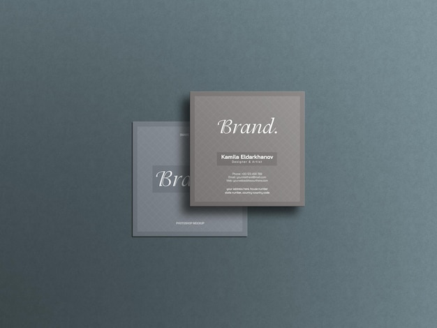 Square business card mockup