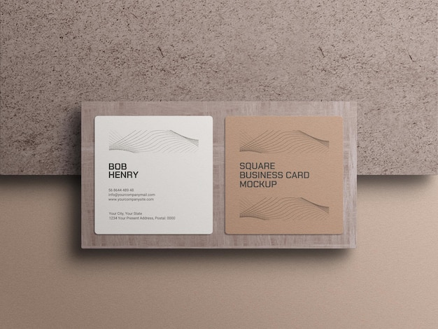 Square business card mockup