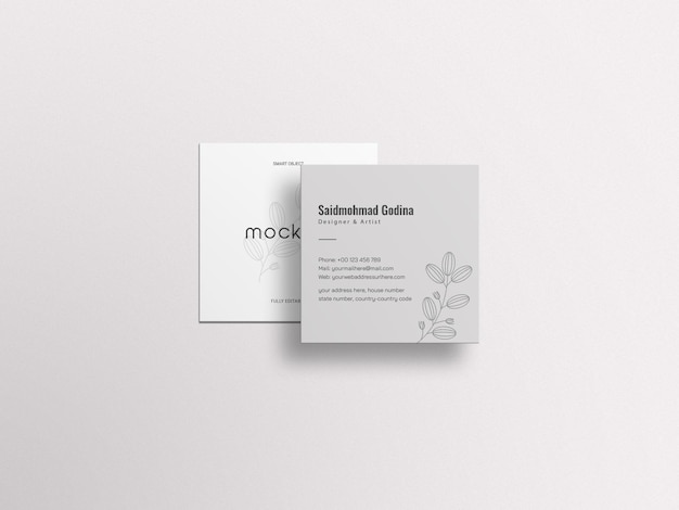 PSD square business card mockup