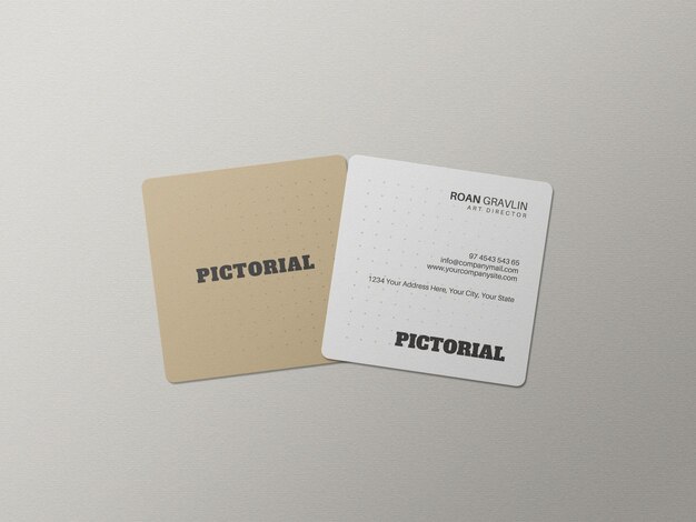 Square business card mockup