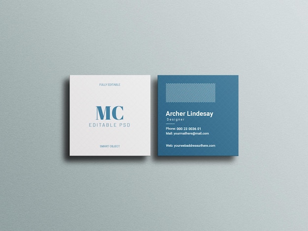 PSD square business card mockup