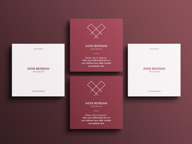 Square business card mockup