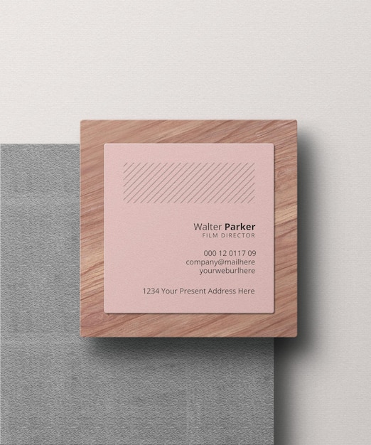 Square business card mockup