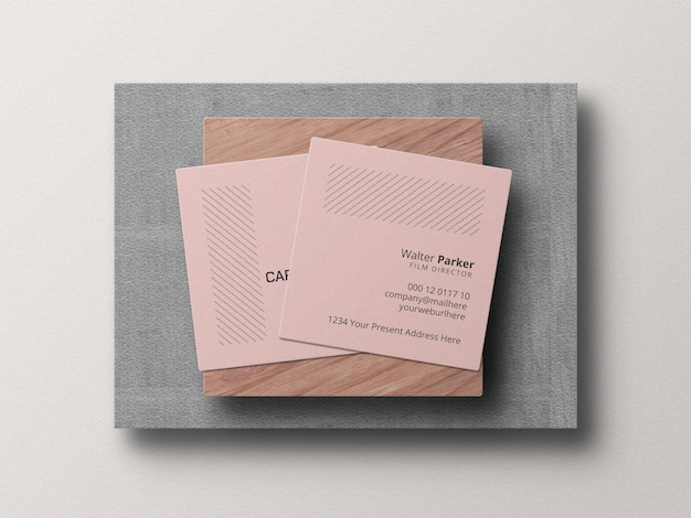 Square business card mockup