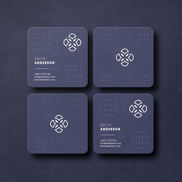 Square business card mockup