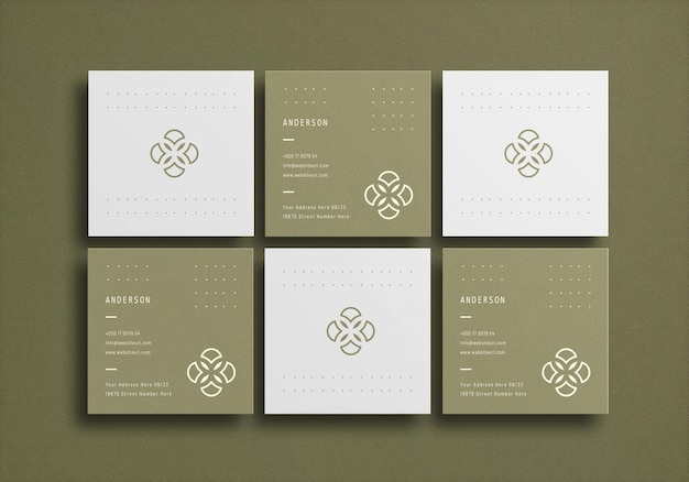 PSD square business card mockup